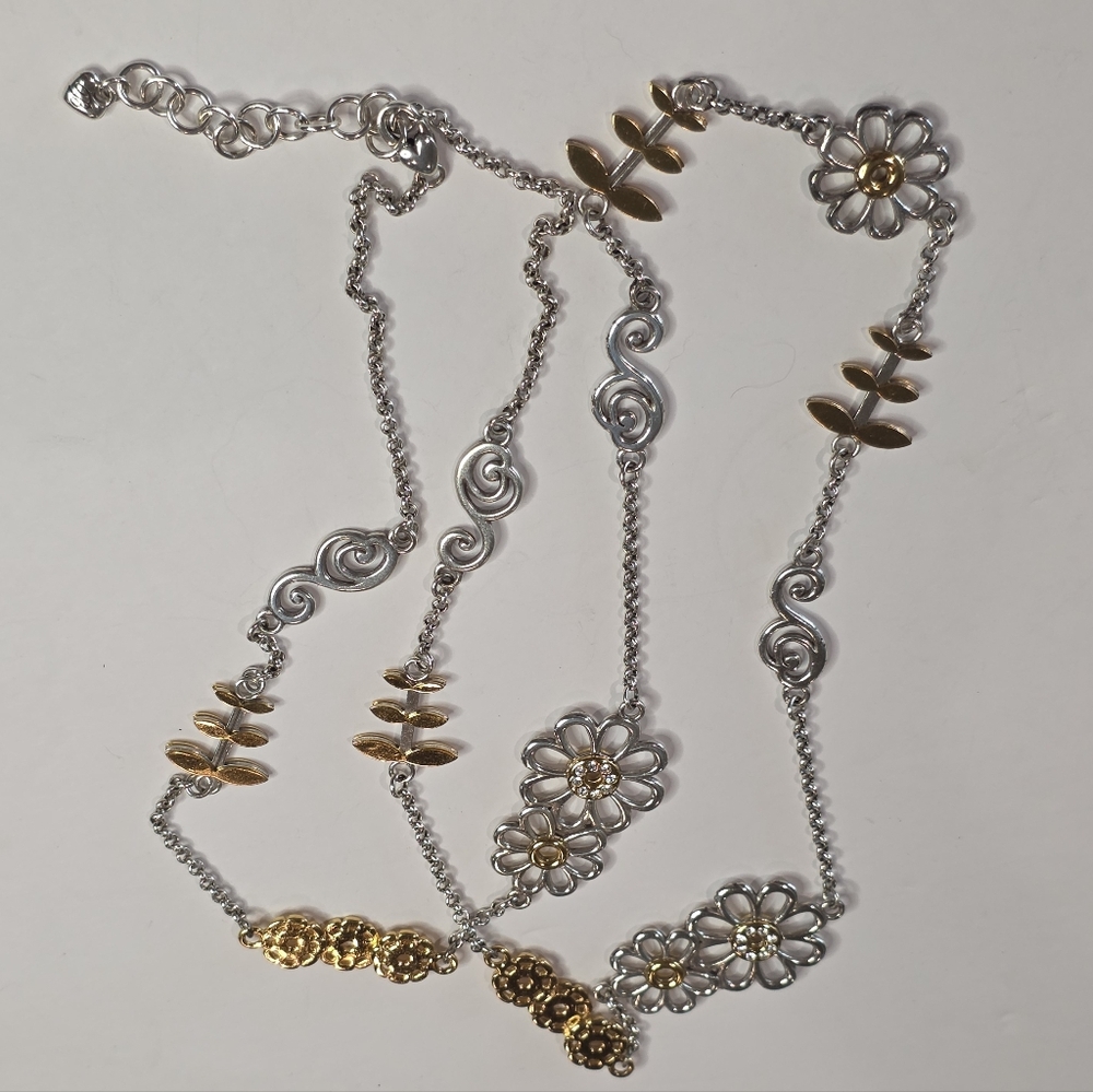 Brighton St.‎ Vincent's Long Mixed Metals Long Floral Swarovski Crystal Necklace
